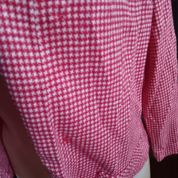 Vintage Women's Medium Open Blazer 1970's Red White Houndstooth shabby Granny - Picture 3 of 6